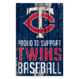 Minnesota Twins Sign 11x17 Wood Proud to Support Design-0