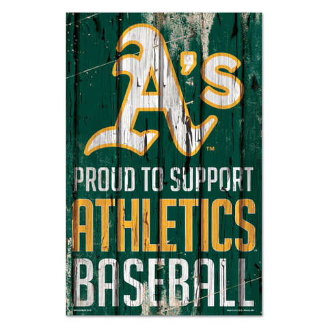 Oakland Athletics Sign 11x17 Wood Proud to Support Design-0