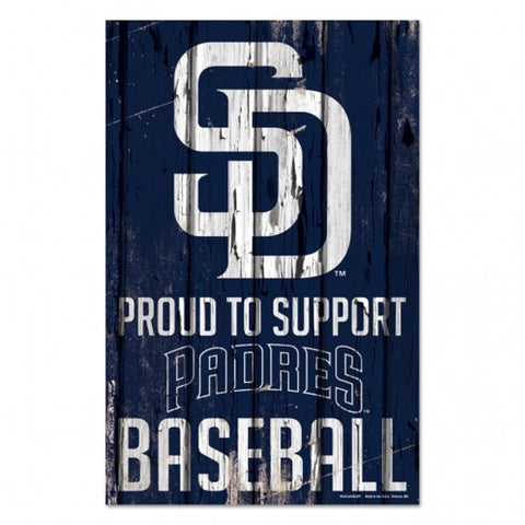 San Diego Padres Sign 11x17 Wood Proud to Support Design - Special Order-0