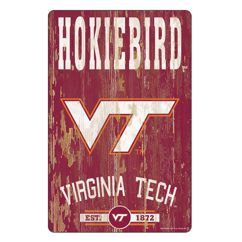 Virginia Tech Hokies Sign 11x17 Wood Slogan Design-0