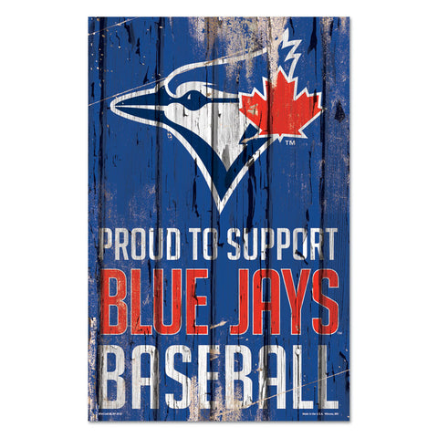 Toronto Blue Jays Sign 11x17 Wood Proud to Support Design - Special Order-0