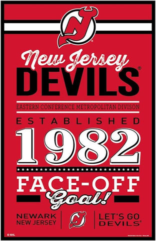New Jersey Devils Sign 11x17 Wood Established Design-0