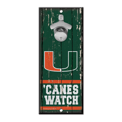 Miami Hurricanes Sign Wood 5x11 Bottle Opener-0