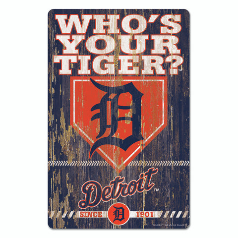 Detroit Tigers Sign 11x17 Wood Slogan Design-0