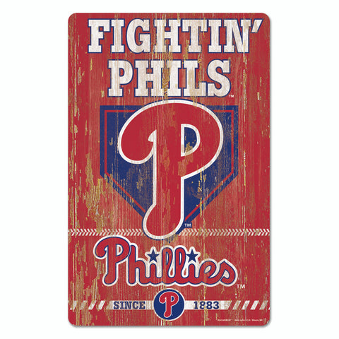 Philadelphia Phillies Sign 11x17 Wood Slogan Design-0