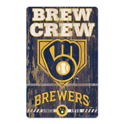 Milwaukee Brewers Sign 11x17 Wood Slogan Design-0
