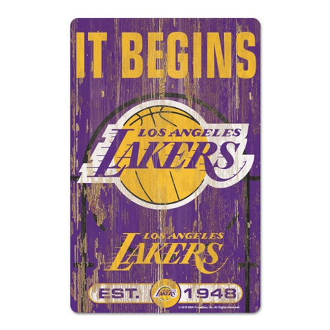 Los Angeles Lakers Sign 11x17 Wood Slogan Design-0