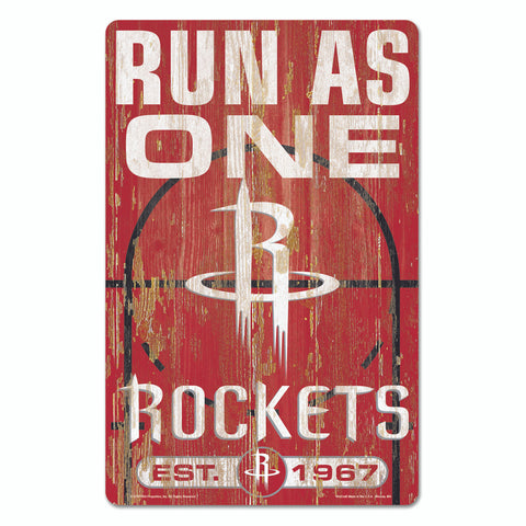Houston Rockets Sign 11x17 Wood Slogan Design-0