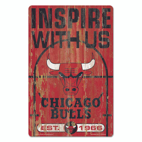Chicago Bulls Sign 11x17 Wood Slogan Design-0