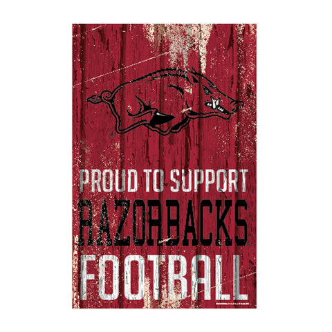 Arkansas Razorbacks Sign 11x17 Wood Proud to Support Design-0