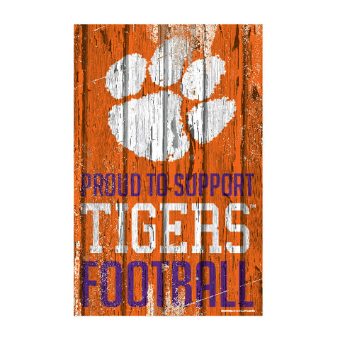 Clemson Tigers Sign 11x17 Wood Proud to Support Design-0