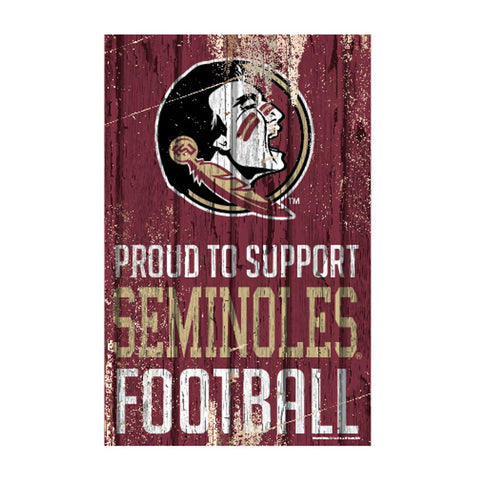 Florida State Seminoles Sign 11x17 Wood Proud to Support Design - Special Order-0