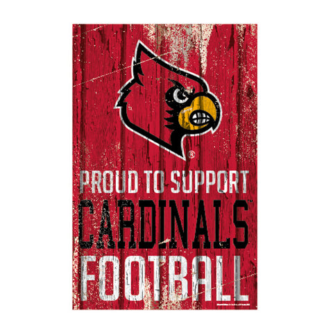 Louisville Cardinals Sign 11x17 Wood Proud to Support Design-0