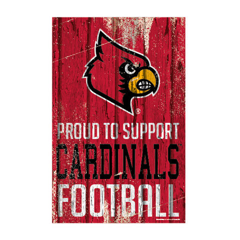 Louisville Cardinals Sign 11x17 Wood Proud to Support Design-0