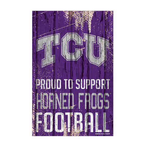TCU Horned Frogs Sign 11x17 Wood Proud to Support Design-0