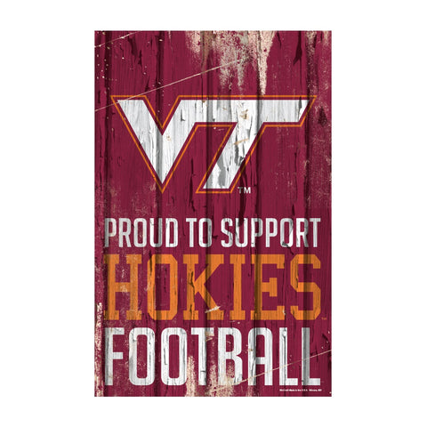 Virginia Tech Hokies Sign 11x17 Wood Proud to Support Design - Special Order-0