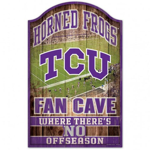 TCU Horned Frogs Sign 11x17 Wood Fan Cave Design - Special Order-0