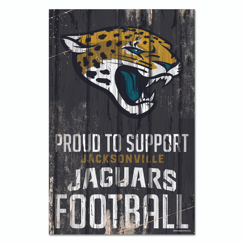 Jacksonville Jaguars Sign 11x17 Wood Proud to Support Design-0