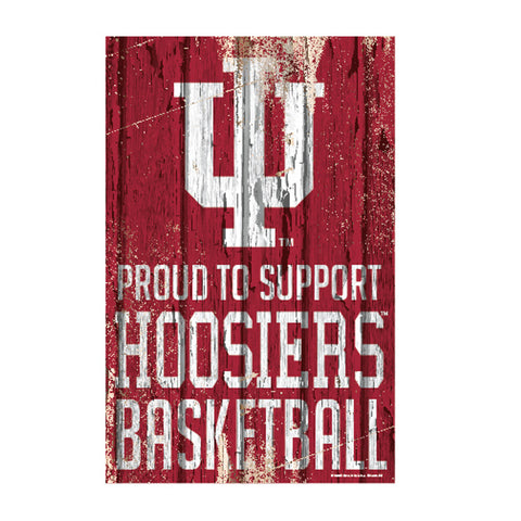 Indiana Hoosiers Sign 11x17 Wood Proud to Support Design - Special Order-0