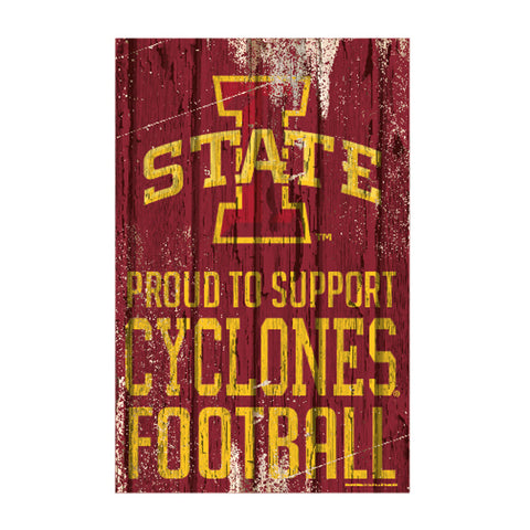 Iowa State Cyclones Sign 11x17 Wood Proud to Support Design-0