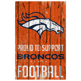 Denver Broncos Sign 11x17 Wood Proud to Support Design-0