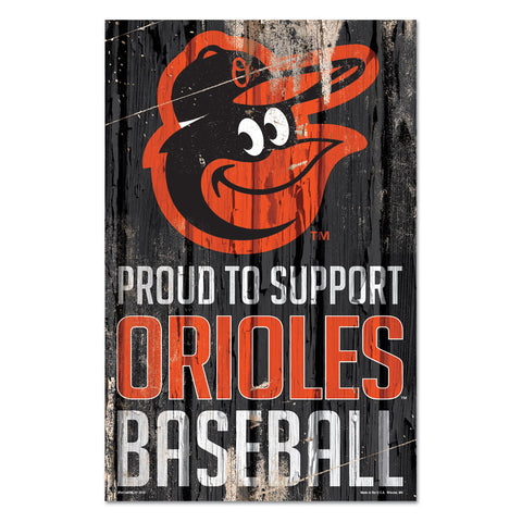 Baltimore Orioles Sign 11x17 Wood Proud to Support Design-0