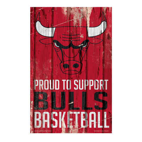 Chicago Bulls Sign 11x17 Wood Proud to Support Design-0