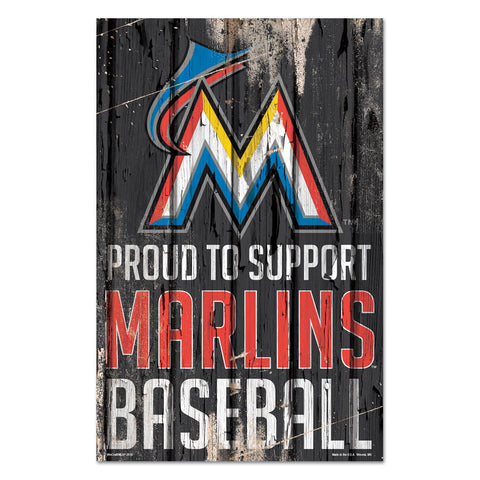 Miami Marlins Sign 11x17 Wood Proud to Support Design-0
