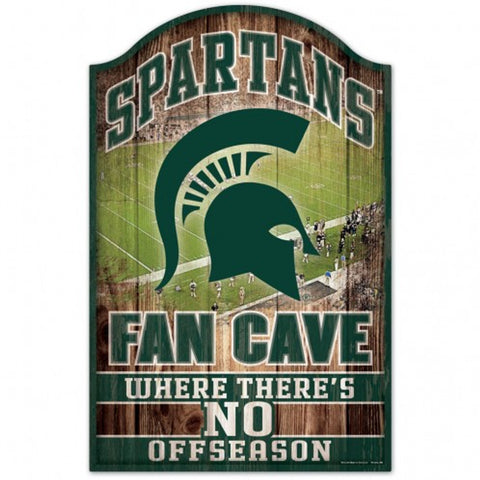Michigan State Spartans Sign 11x17 Wood Fan Cave Design - Special Order-0