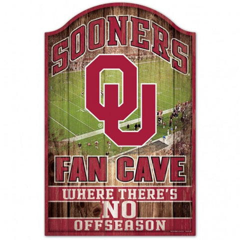 Oklahoma Sooners Sign 11x17 Wood Fan Cave Design-0