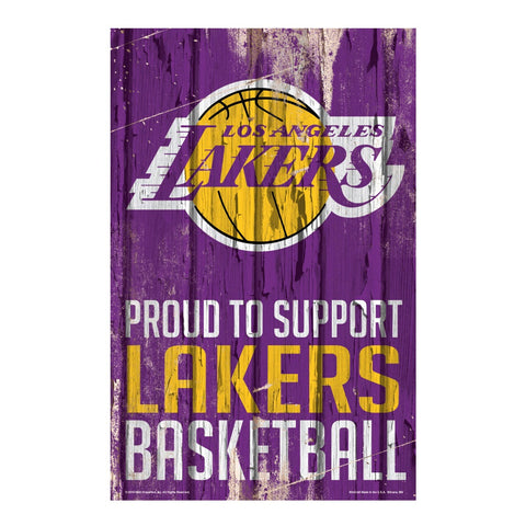 Los Angeles Lakers Sign 11x17 Wood Proud to Support Design-0