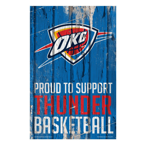 Oklahoma City Thunder Sign 11x17 Wood Proud to Support Design-0