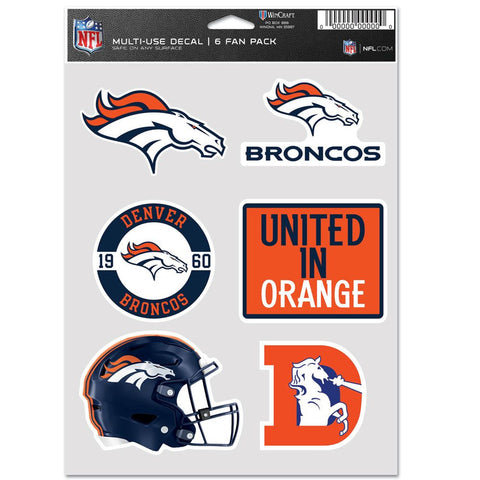 Denver Broncos Decal Multi Use Fan 6 Pack-0