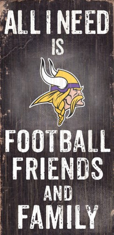 Minnesota Vikings Sign Wood 6x12 Football Friends and Family Design Black-0