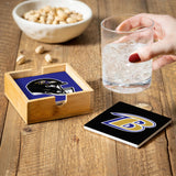 Baltimore Ravens Coaster Set 4 Piece with Wood Caddy-3