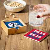 Buffalo Bills Coaster Set 4 Piece with Wood Caddy-3