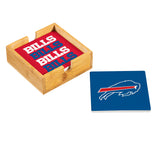 Buffalo Bills Coaster Set 4 Piece with Wood Caddy-1