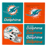 Miami Dolphins Coaster Set 4 Piece with Wood Caddy-0