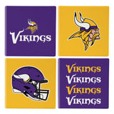 Minnesota Vikings Coaster Set 4 Piece with Wood Caddy-0