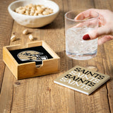 New Orleans Saints Coaster Set 4 Piece with Wood Caddy-3