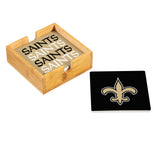 New Orleans Saints Coaster Set 4 Piece with Wood Caddy-1