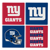 New York Giants Coaster Set 4 Piece with Wood Caddy-0