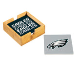 Philadelphia Eagles Coaster Set 4 Piece with Wood Caddy-1