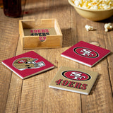 San Francisco 49ers Coaster Set 4 Piece with Wood Caddy-2
