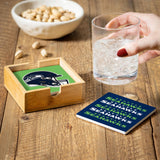 Seattle Seahawks Coaster Set 4 Piece with Wood Caddy-3