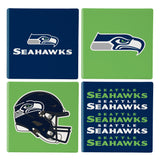 Seattle Seahawks Coaster Set 4 Piece with Wood Caddy-1