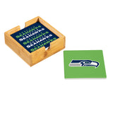 Seattle Seahawks Coaster Set 4 Piece with Wood Caddy-2