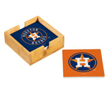 Houston Astros Coaster Set 4 Piece with Wood Caddy-0