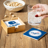 Los Angeles Dodgers Coaster Set 4 Piece with Wood Caddy-3