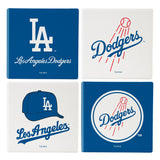 Los Angeles Dodgers Coaster Set 4 Piece with Wood Caddy-0